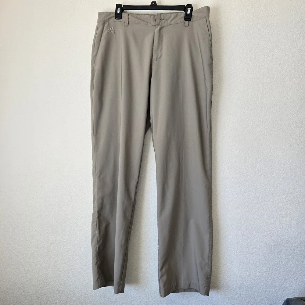 Adidas Men ClimaLite Tan Performance Golf Pants 34x32 Stretch Athleisure Outdoor